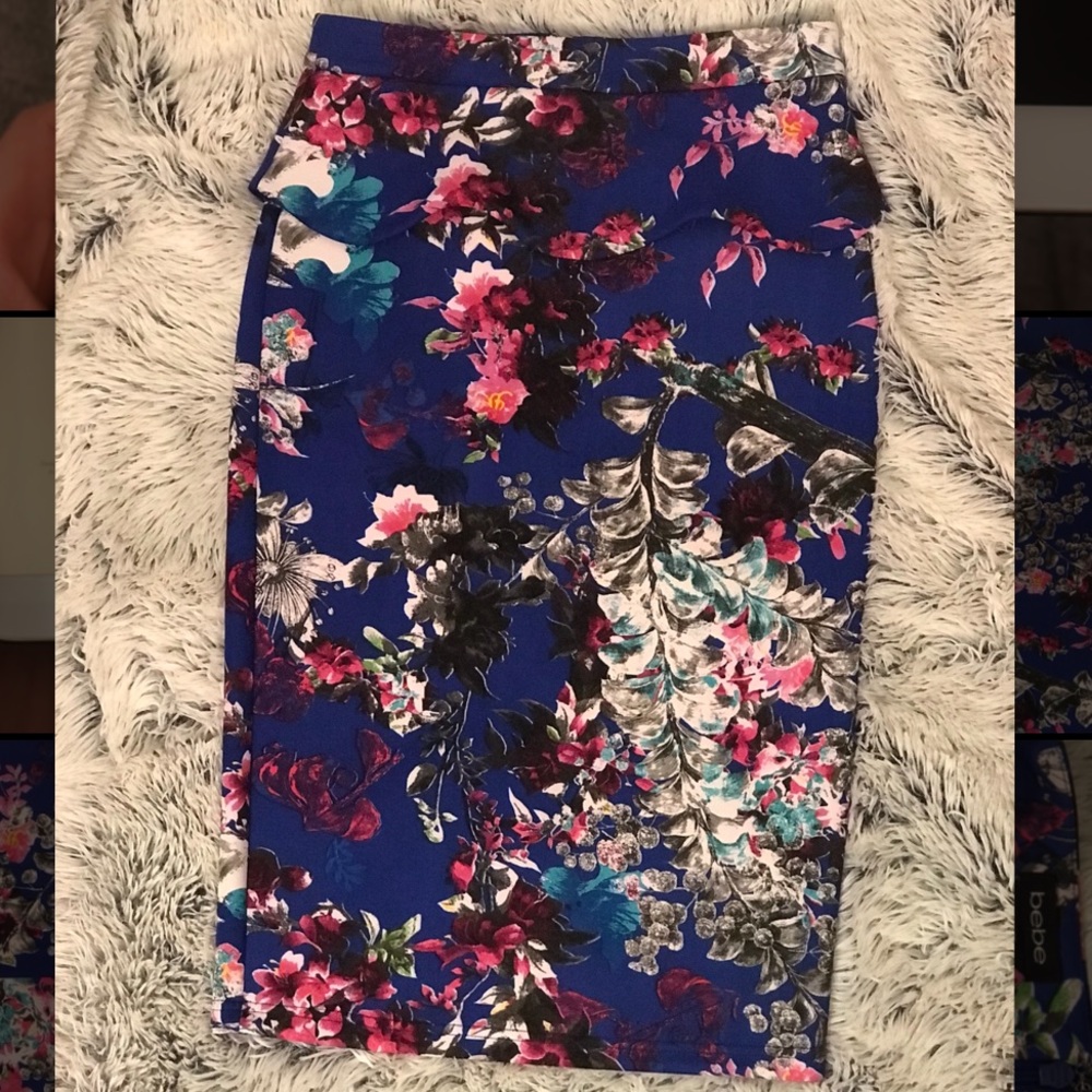 Bebe floral peplum skirt